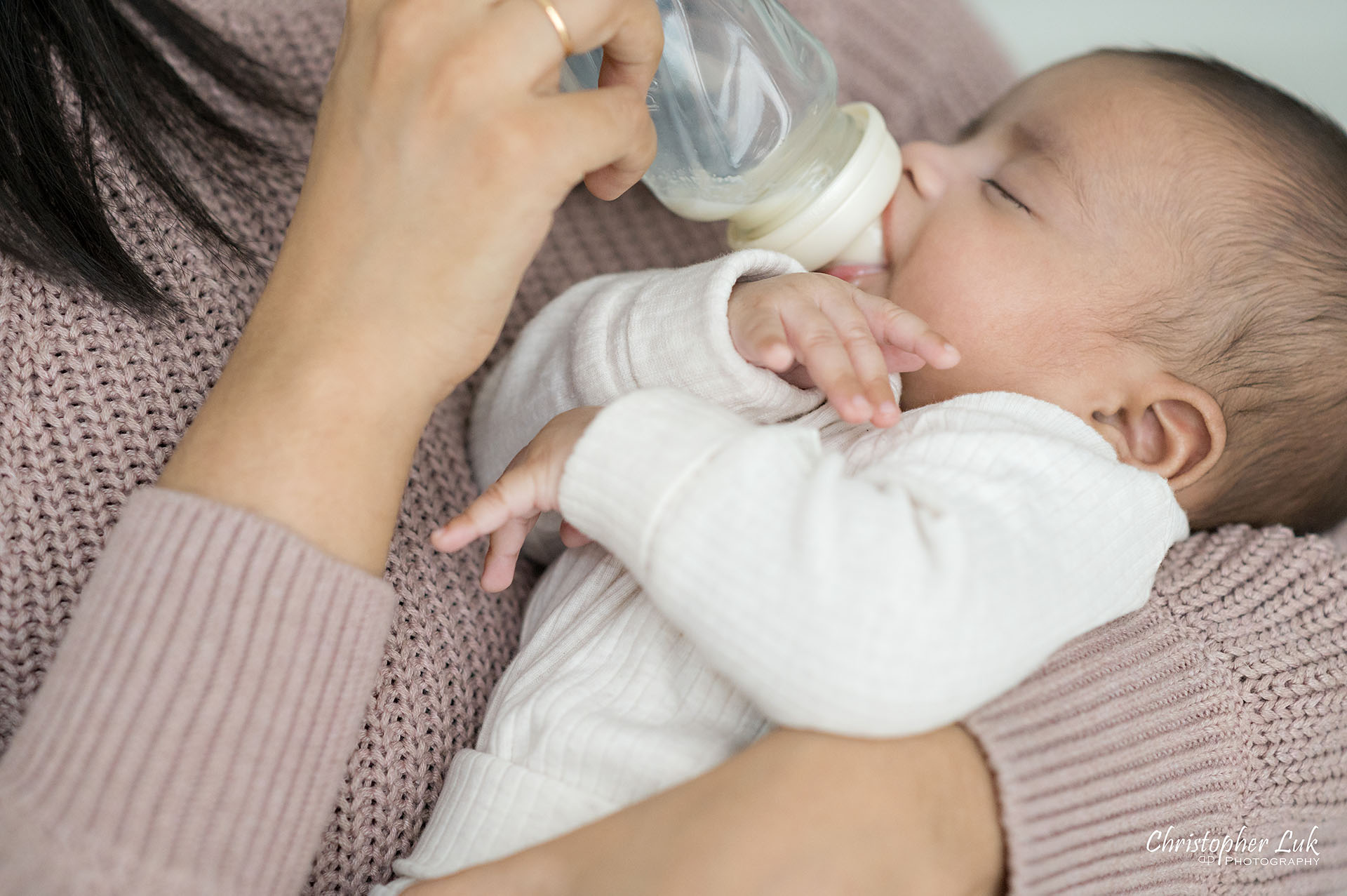 Cute Baby Boy Bottle Milk Mommy