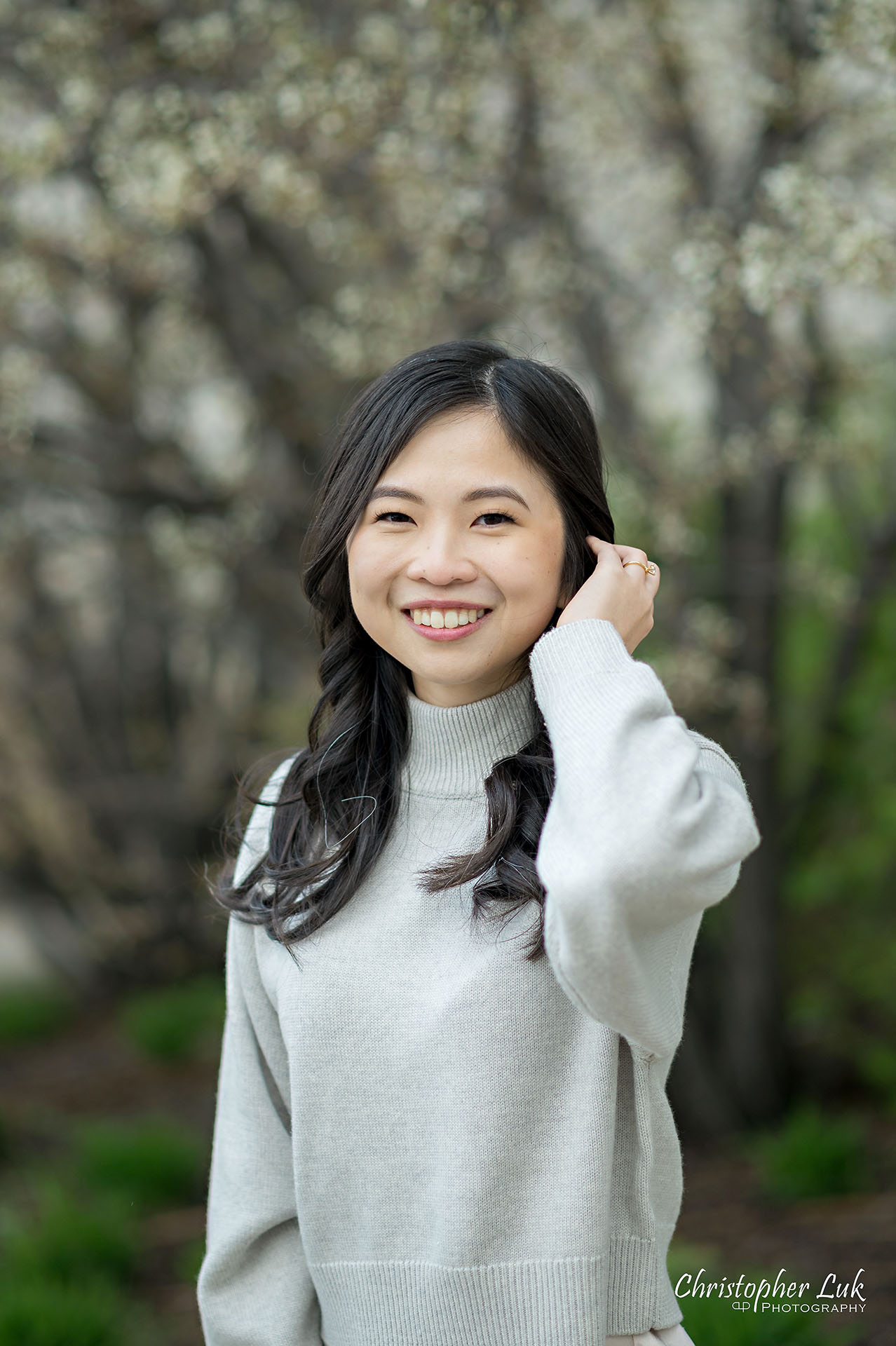 Bride Portrait Smile Spring Blossoms 