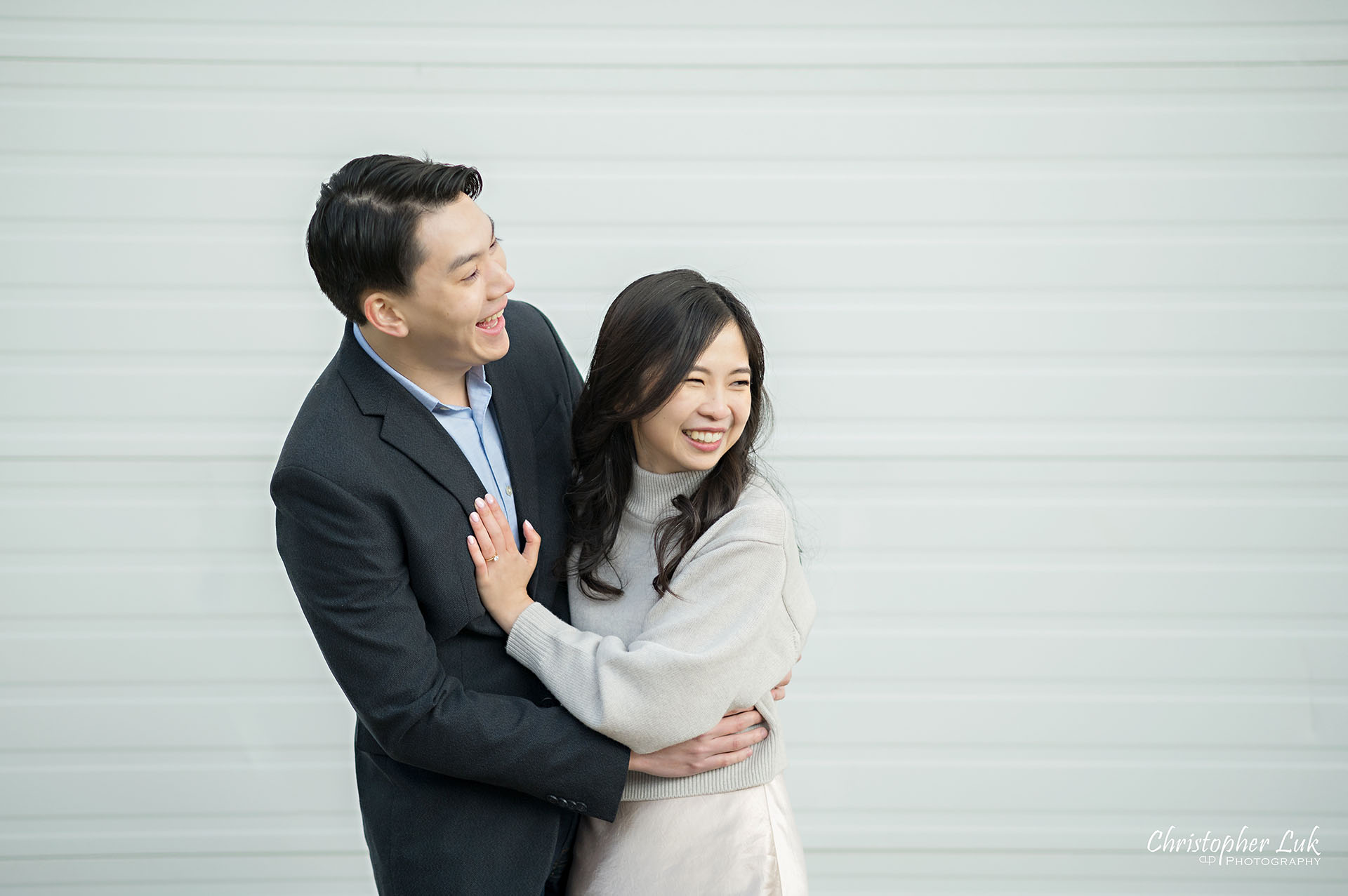 Bride Groom Engagement Session Candid Natural Organic Photojournalistic Hug Smile Laugh Landscape