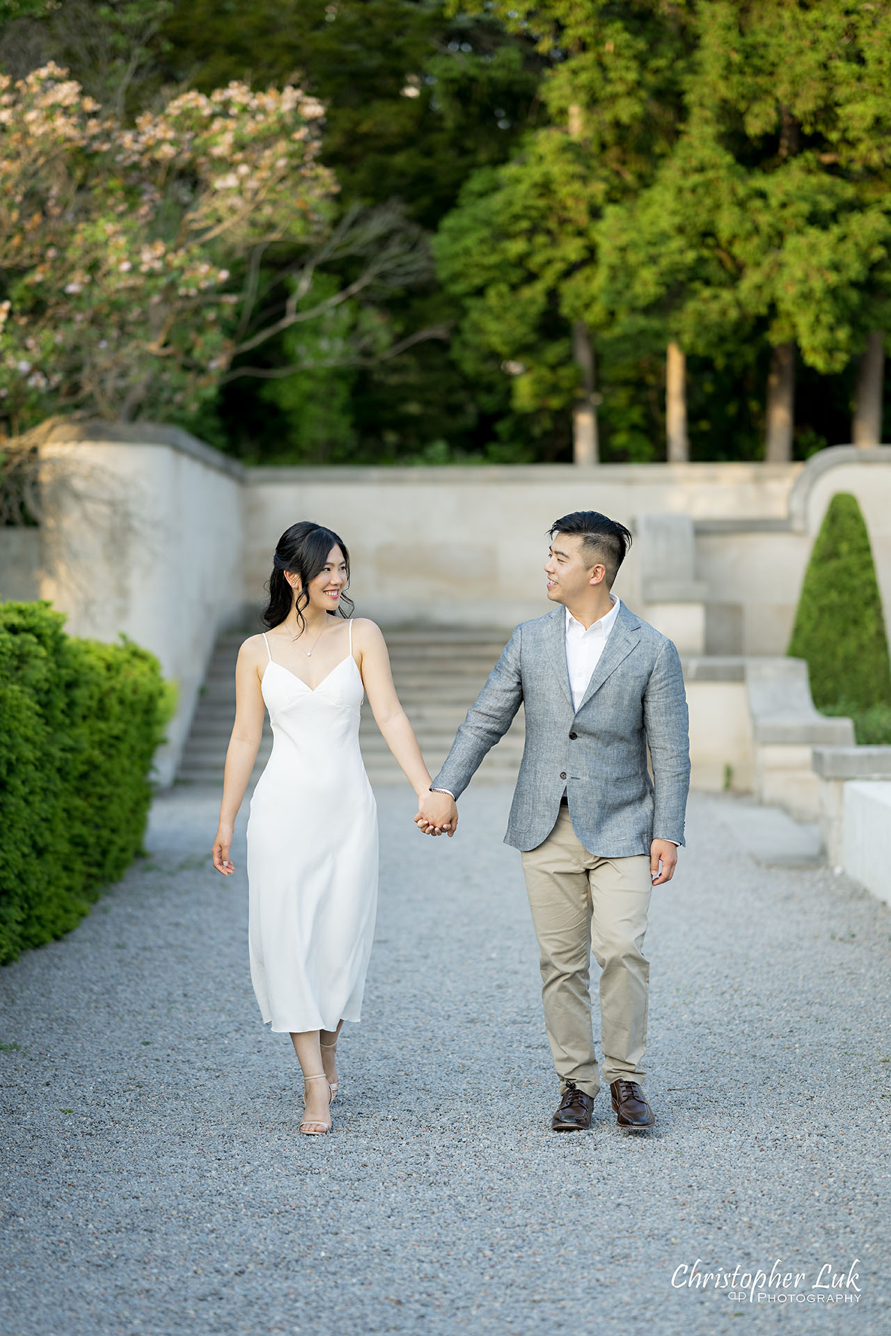 Parkwood Estate Bride Groom Engagement Session Formal Gardens Candid Natural Photojournalistic Organic Holding Hands Walking Together Portrait