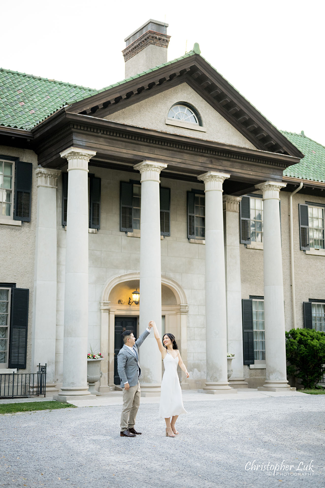Parkwood Estate Bride Groom Engagement Session Main Mansion Entrance Facade Bride Groom Holding Hands Photojournalistic Candid Natural Organic Intimate Walking Together Portrait Smile Dancing Spinning Twirling Cute Adorable Fun