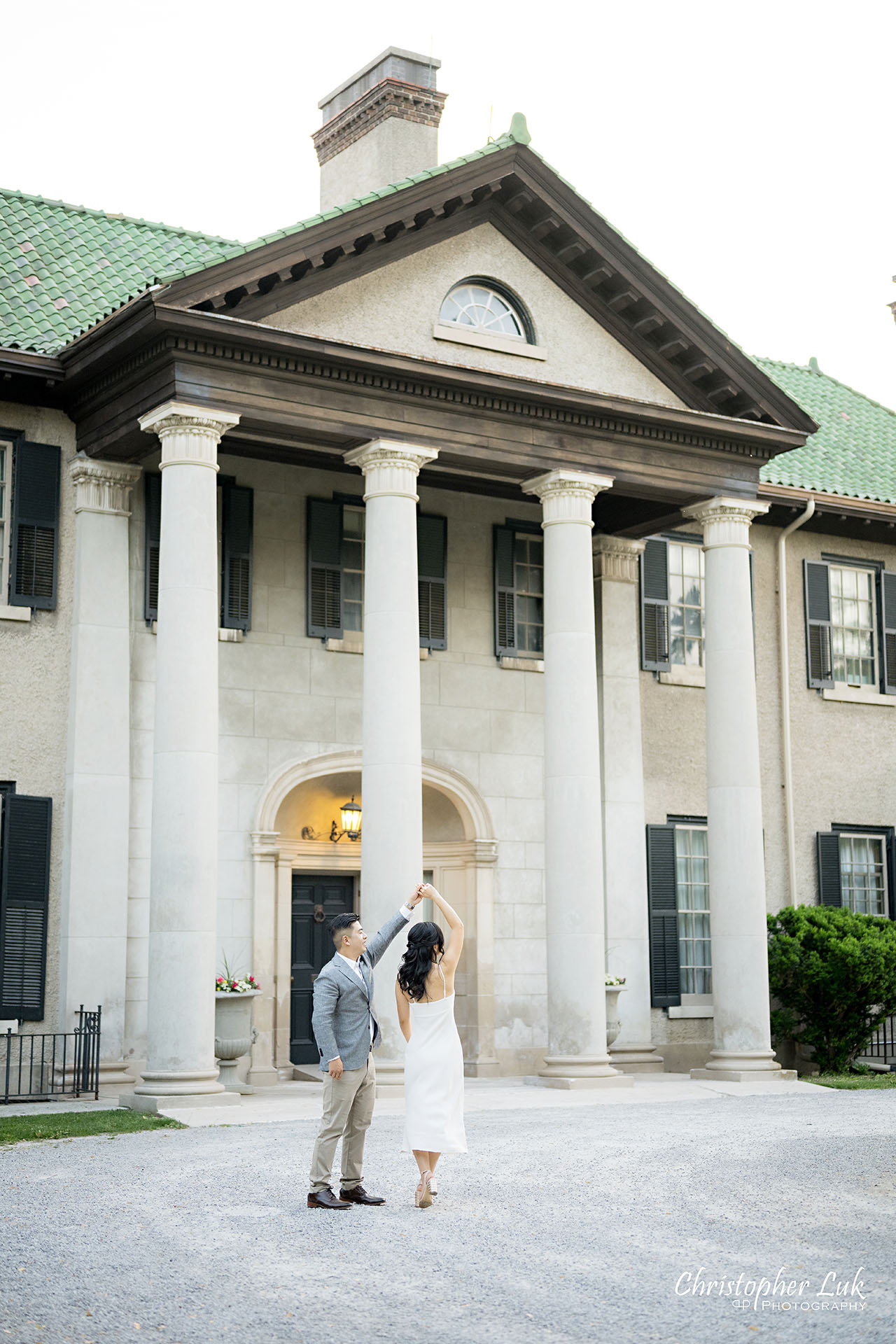 Parkwood Estate Bride Groom Engagement Session Main Mansion Entrance Facade Bride Groom Holding Hands Photojournalistic Candid Natural Organic Intimate Walking Together Portrait Smile Dancing Spinning Twirling Cute Adorable Fun