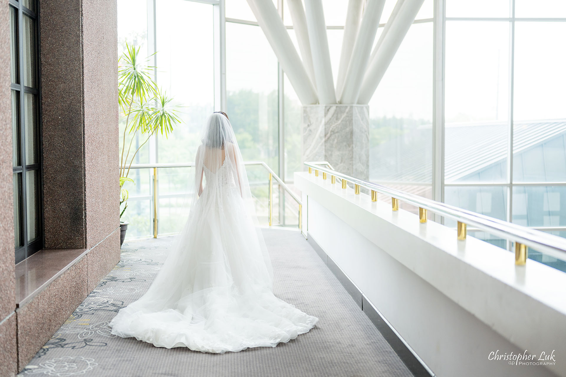 Bride Getting Ready Bridal Dress Gown Back Train Veil 