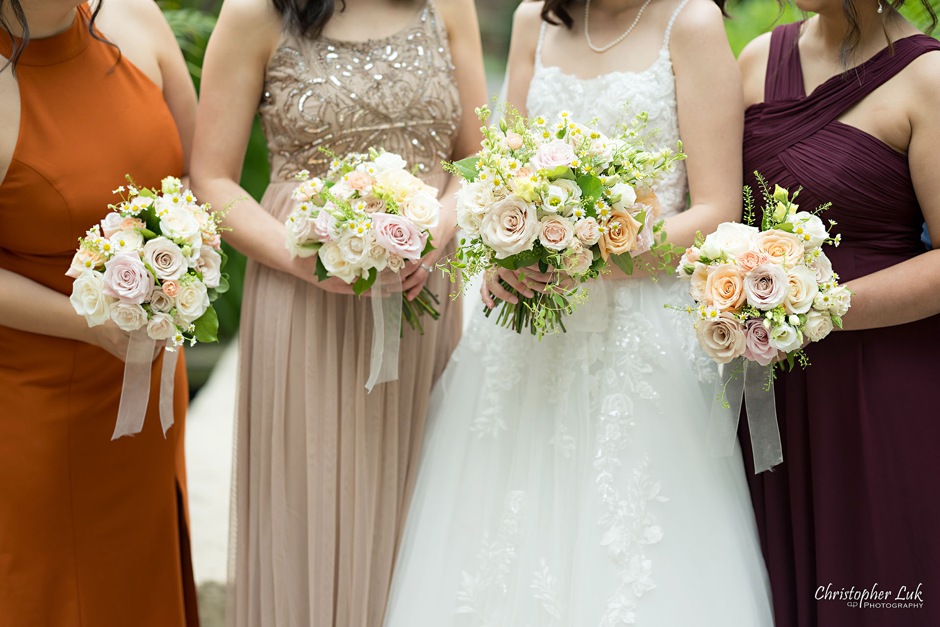 Wedding Party Bride Bridesmaids Candid Natural Photojournalistic Organic Floral Bouquet Flowers 