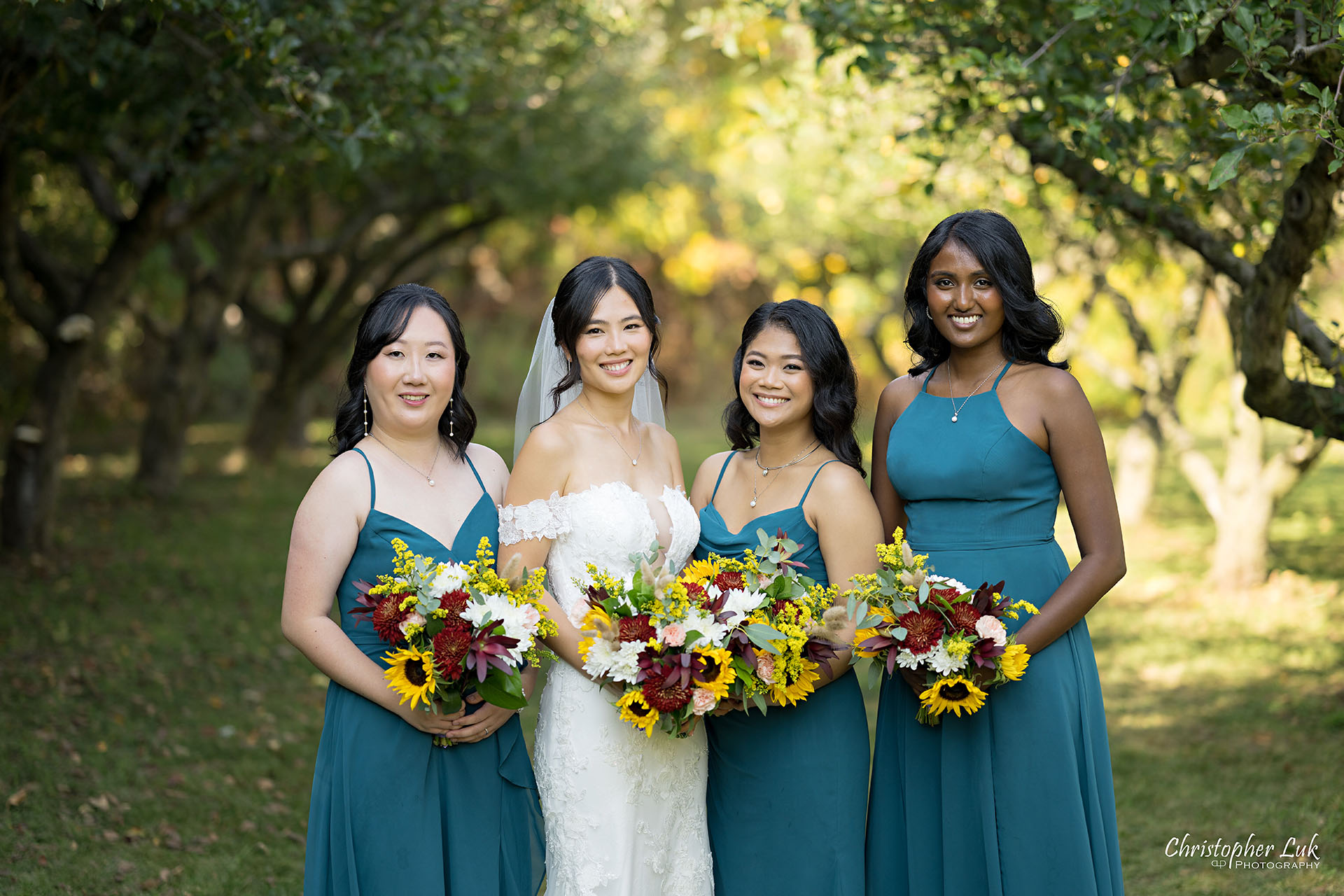 Markham Museum Apple Orchard Applefest Bride Bridesmaids Bridal Wedding Party Natural Candid Photojournalistic Organic Landscape