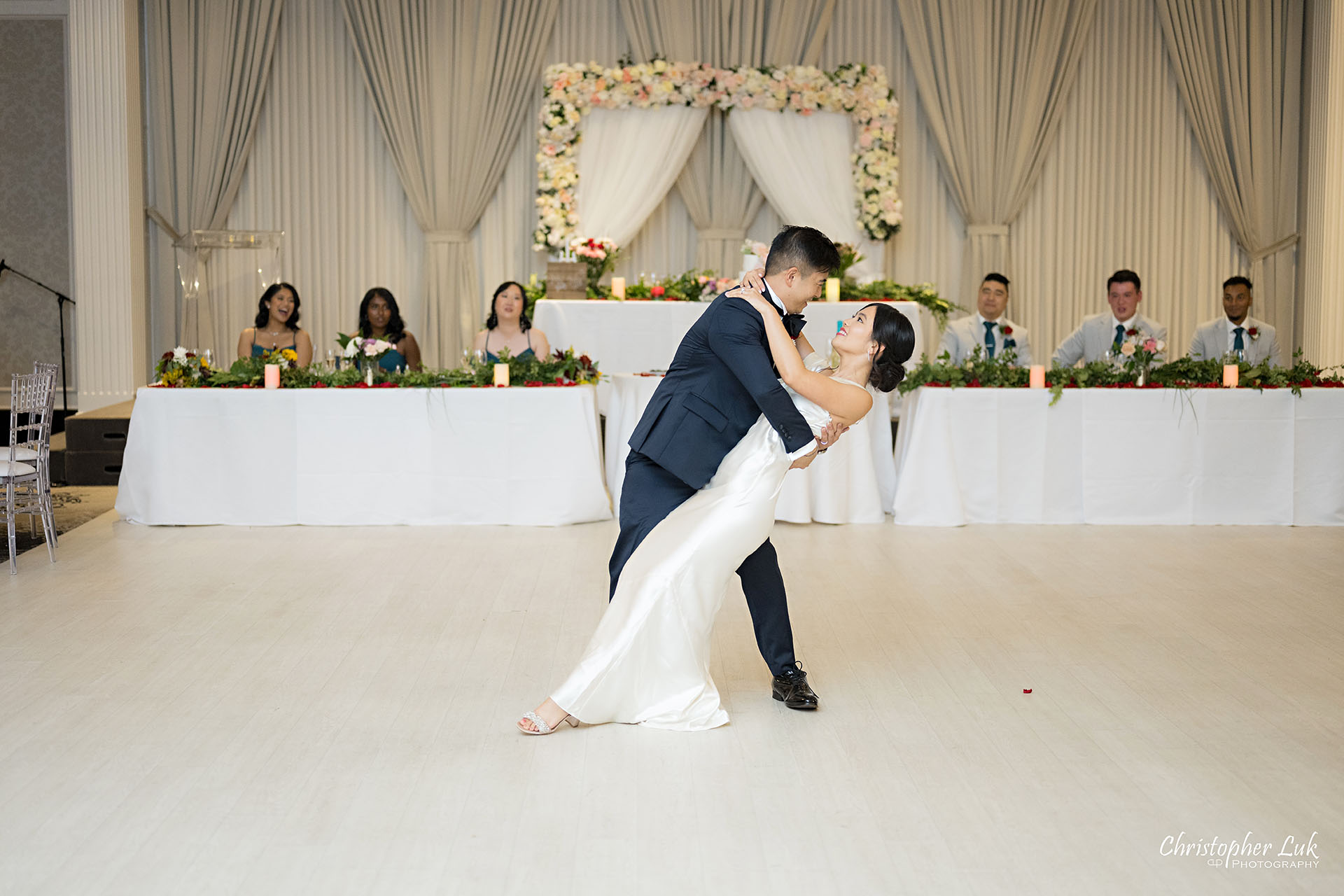 Crystal Fountain Event Venue Markham Wedding Dinner Reception Bride Groom Choreographed First Dance Dip