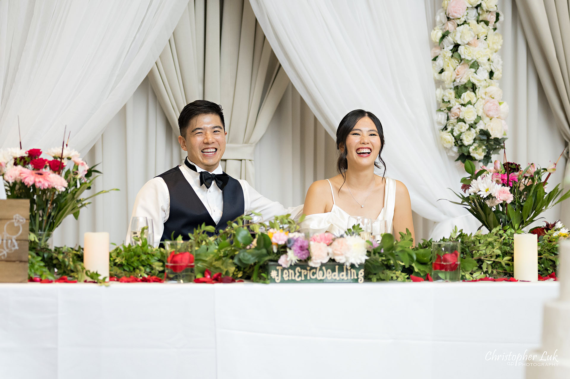 Crystal Fountain Event Venue Markham Wedding Dinner Reception Bride Groom Candid Natural Organic Photojournalistic Speeches Reaction Laughing Happy Smiling