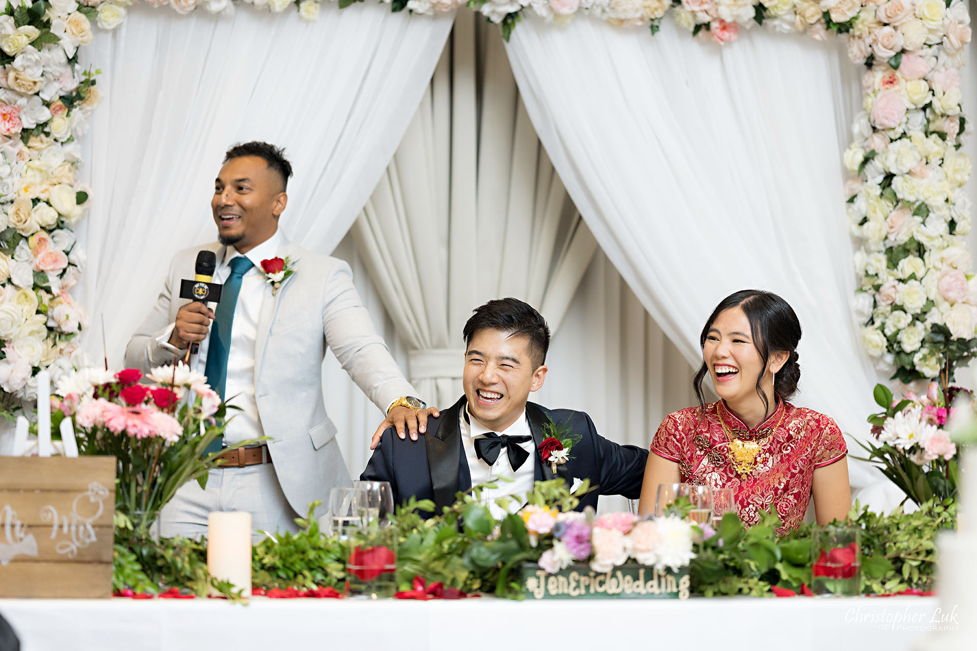 Crystal Fountain Event Venue Markham Wedding Dinner Reception Bride Groom Candid Natural Organic Photojournalistic Speeches Reaction Laughing Happy Smiling