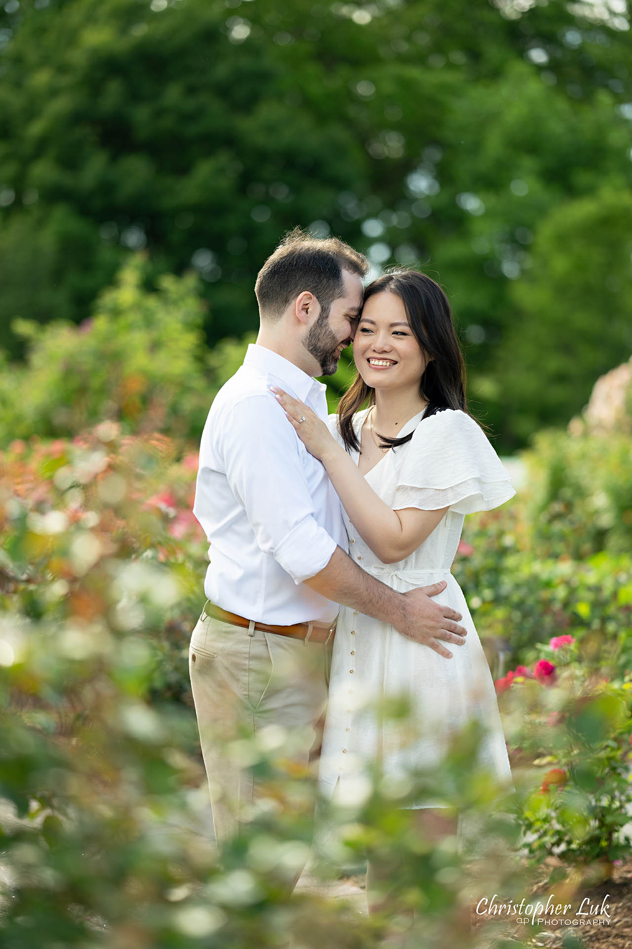 Bride with Groom Candid Natural Photojournalistic Organic Flower Garden Smile Portrait Sweet Laugh Cute Adorable Intimate Moment