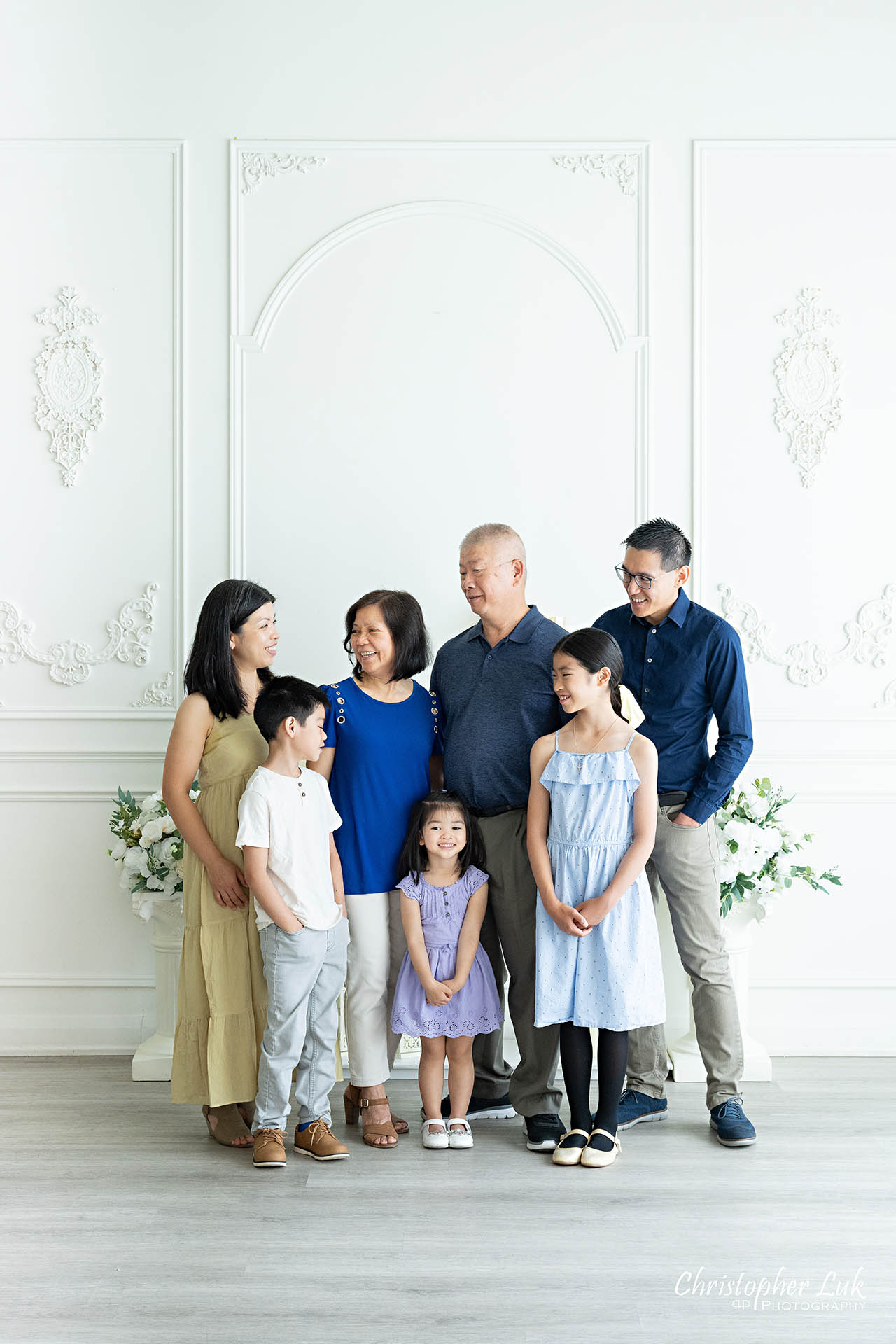 Grandparents Parents Children Grandchildren Toronto natural light photography studio 