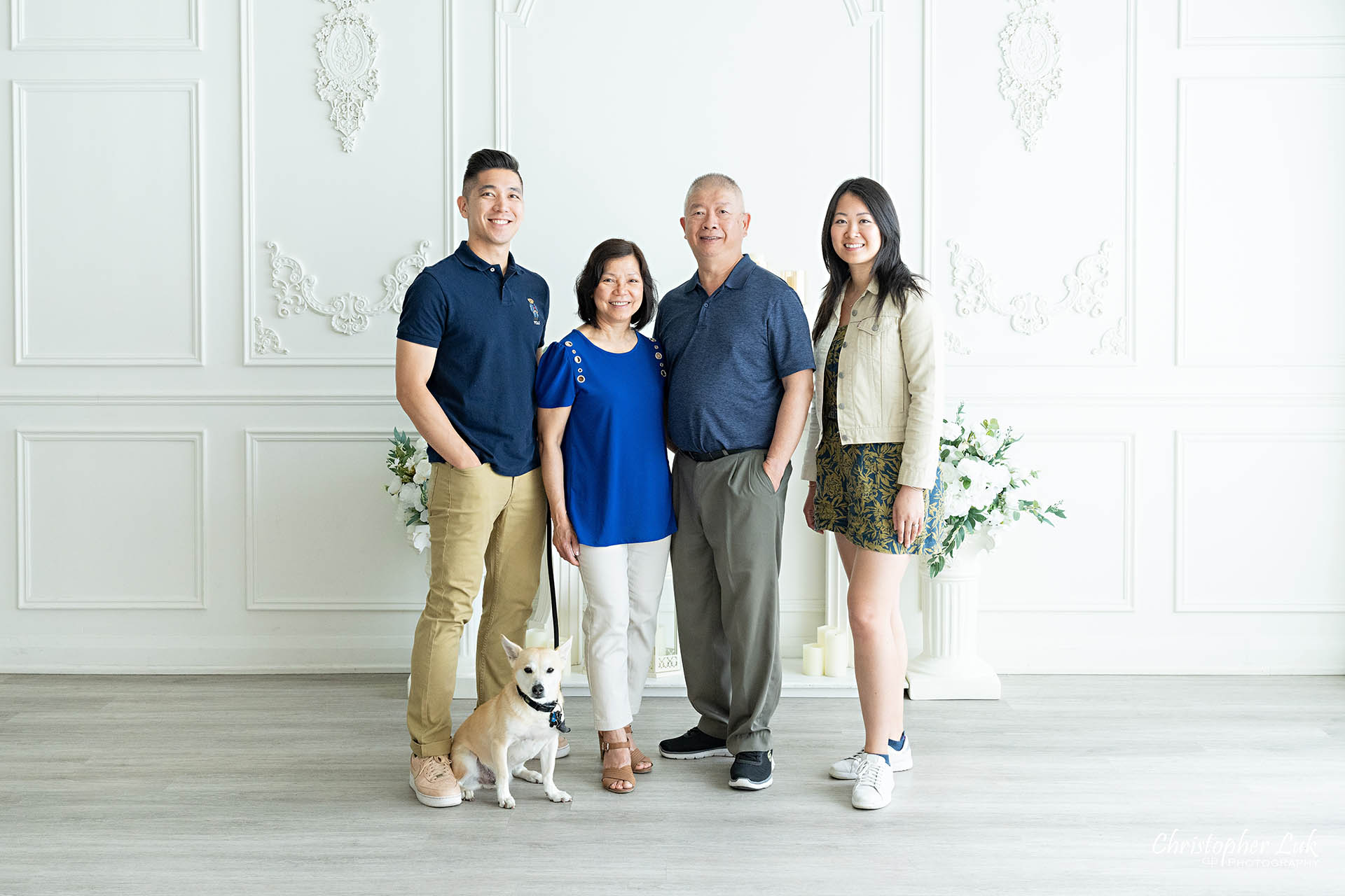 Grandparents Parents Children Dog family photo Toronto natural light photography studio 