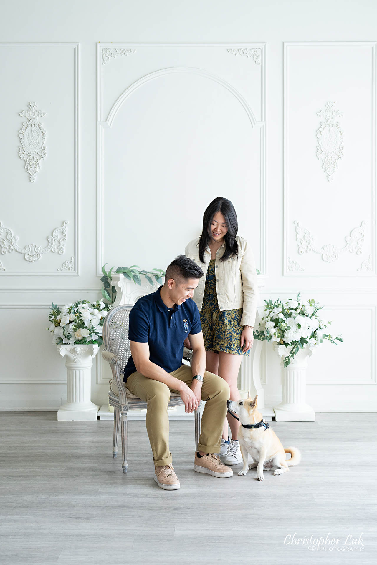 Couple dog family photo posed studio portrait cute adorable fun