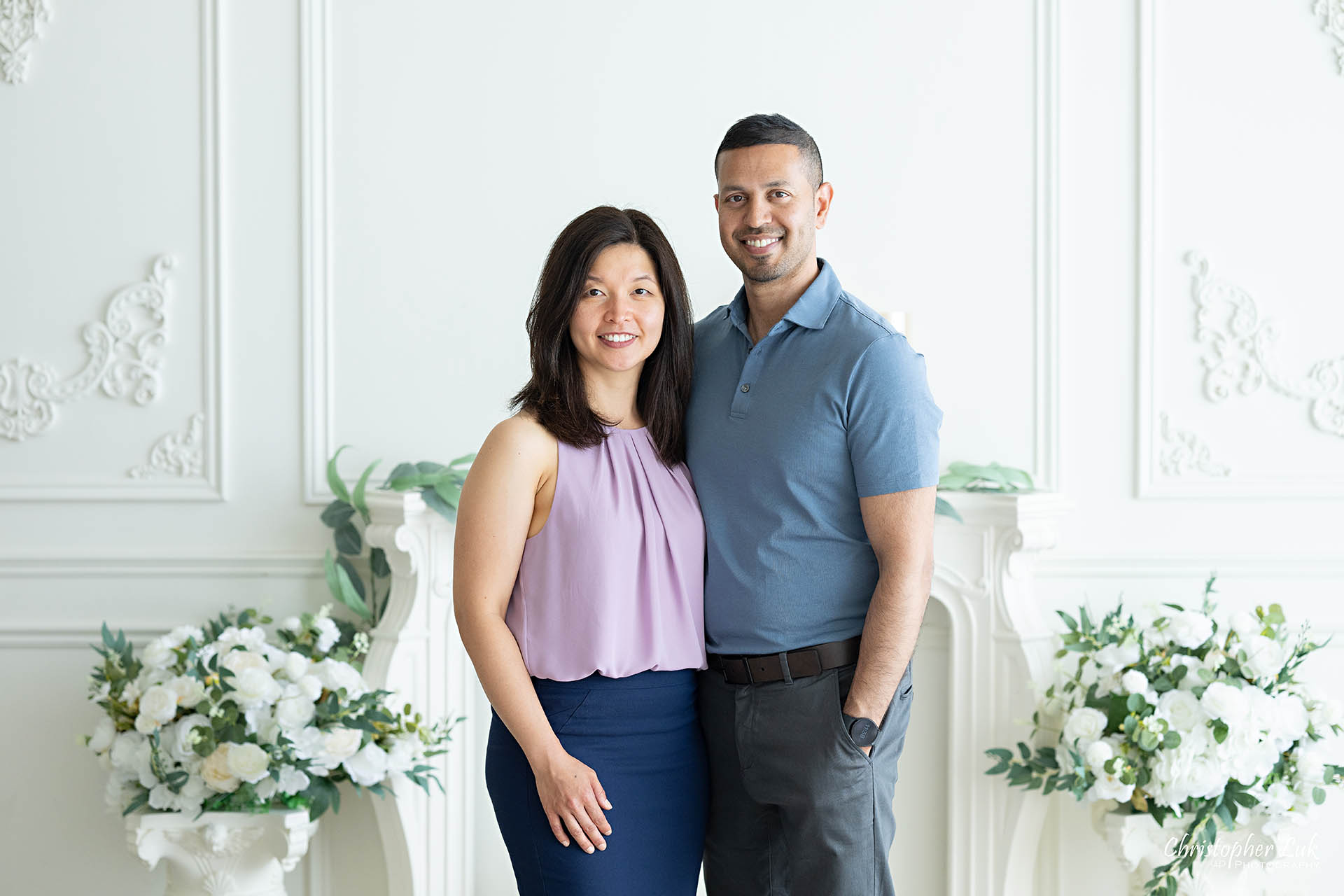 Parents couple family photo Toronto natural light photography studio smile