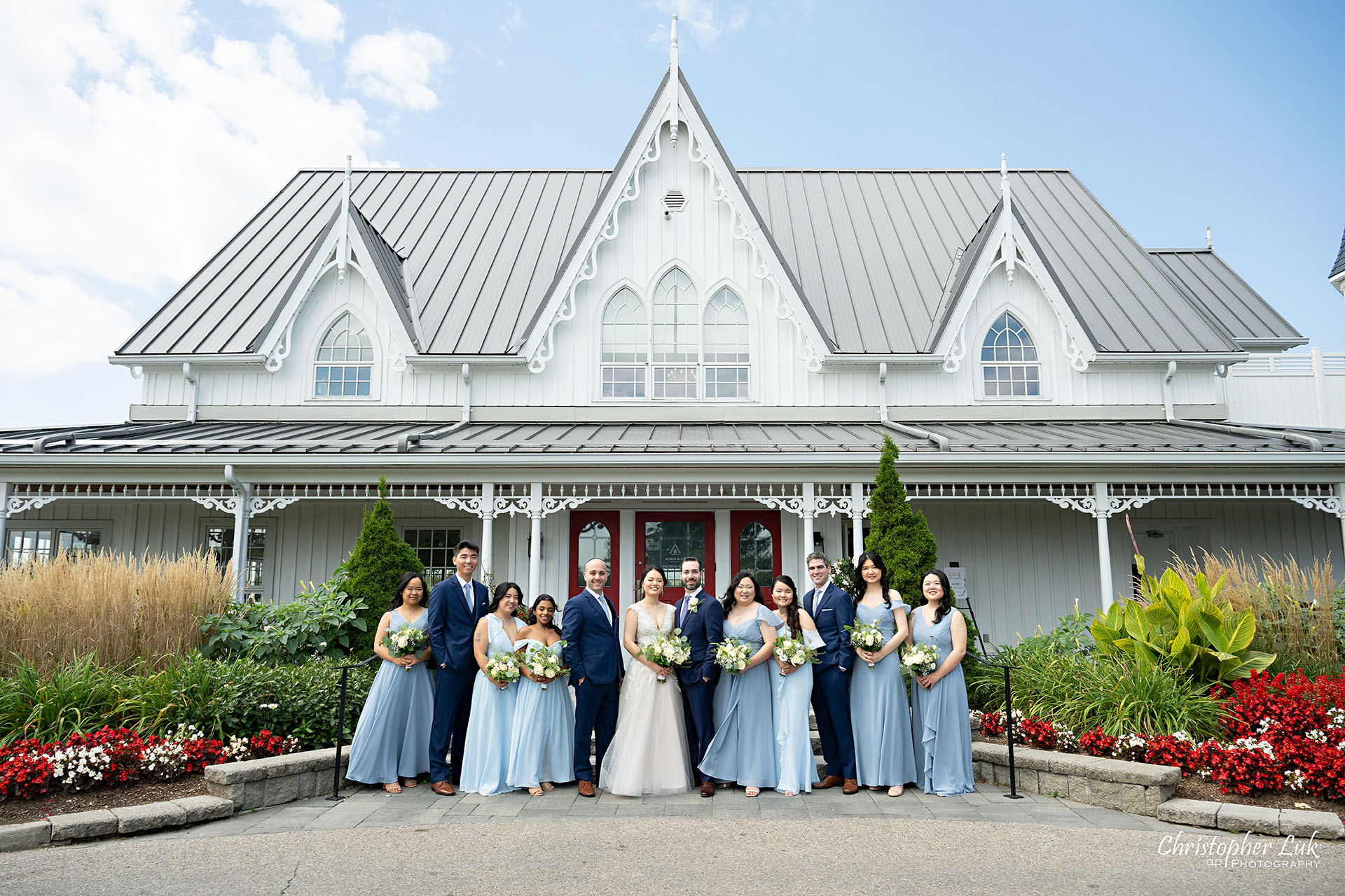 Angus Glen Golf Club Toronto Markham Wedding Party Bridal Bridesmaids Groomsmen Clubhouse Smiling