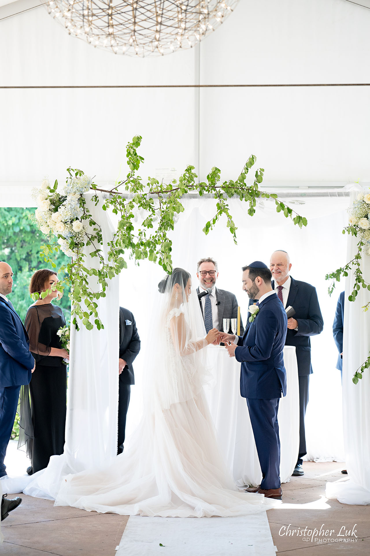 Angus Glen Golf Club Toronto Markham Wedding Event Venue Outdoor White Tent Jewish Chuppah Ceremony Bride Groom Exchange of Rings Candid Natural Photojournalistic Documentary Organic