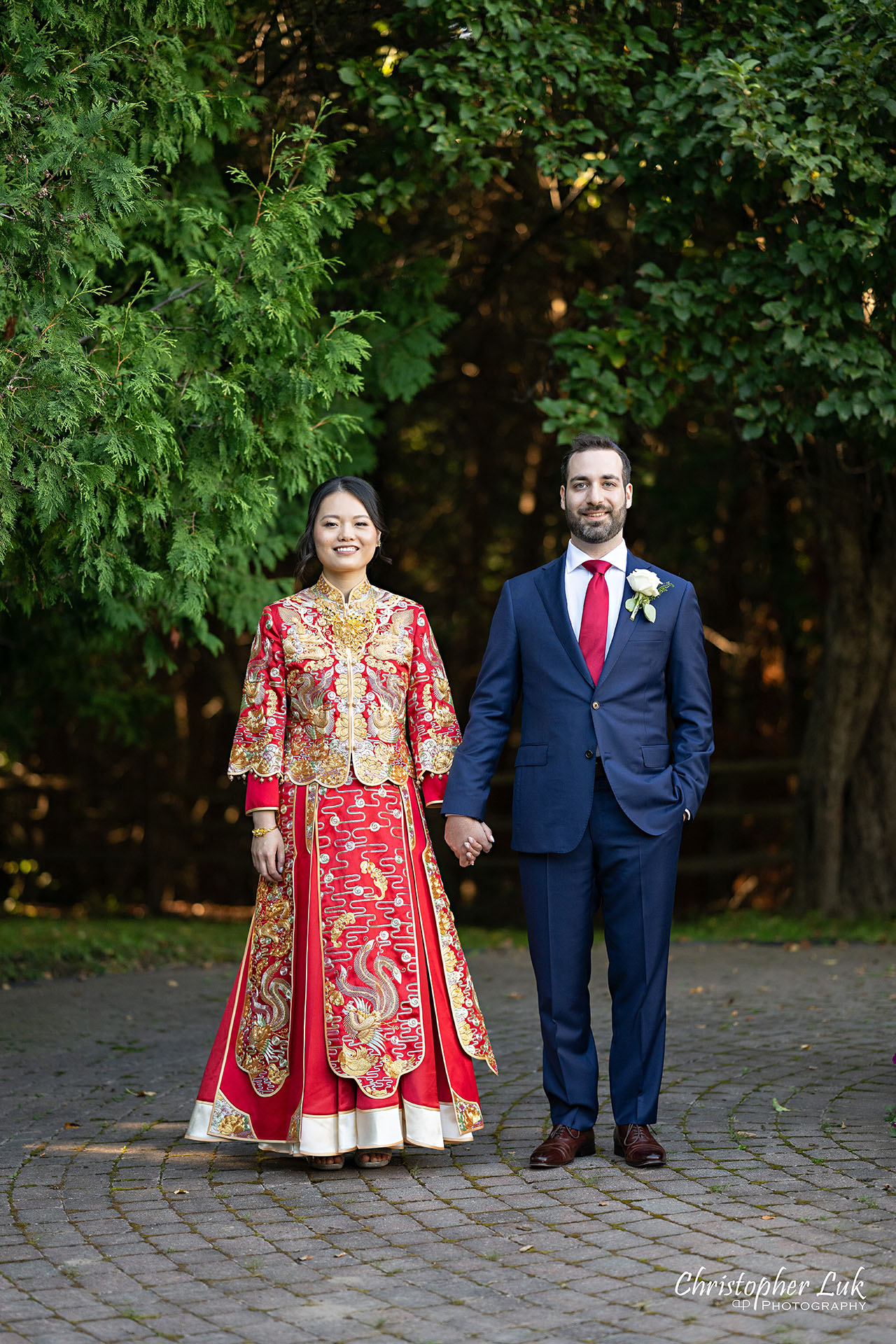 Angus Glen Golf Club Toronto Markham Wedding Chinese Tea Ceremony Traditional QiPao Kua Qua Red Dress   Portrait