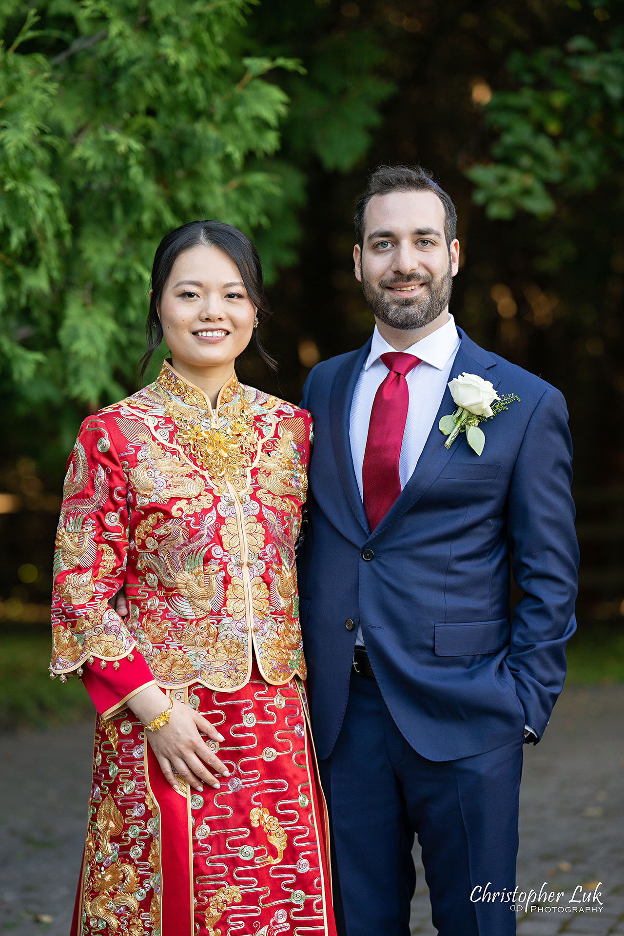 Angus Glen Golf Club Toronto Markham Wedding Chinese Tea Ceremony Traditional QiPao Kua Qua Red Dress   Portrait