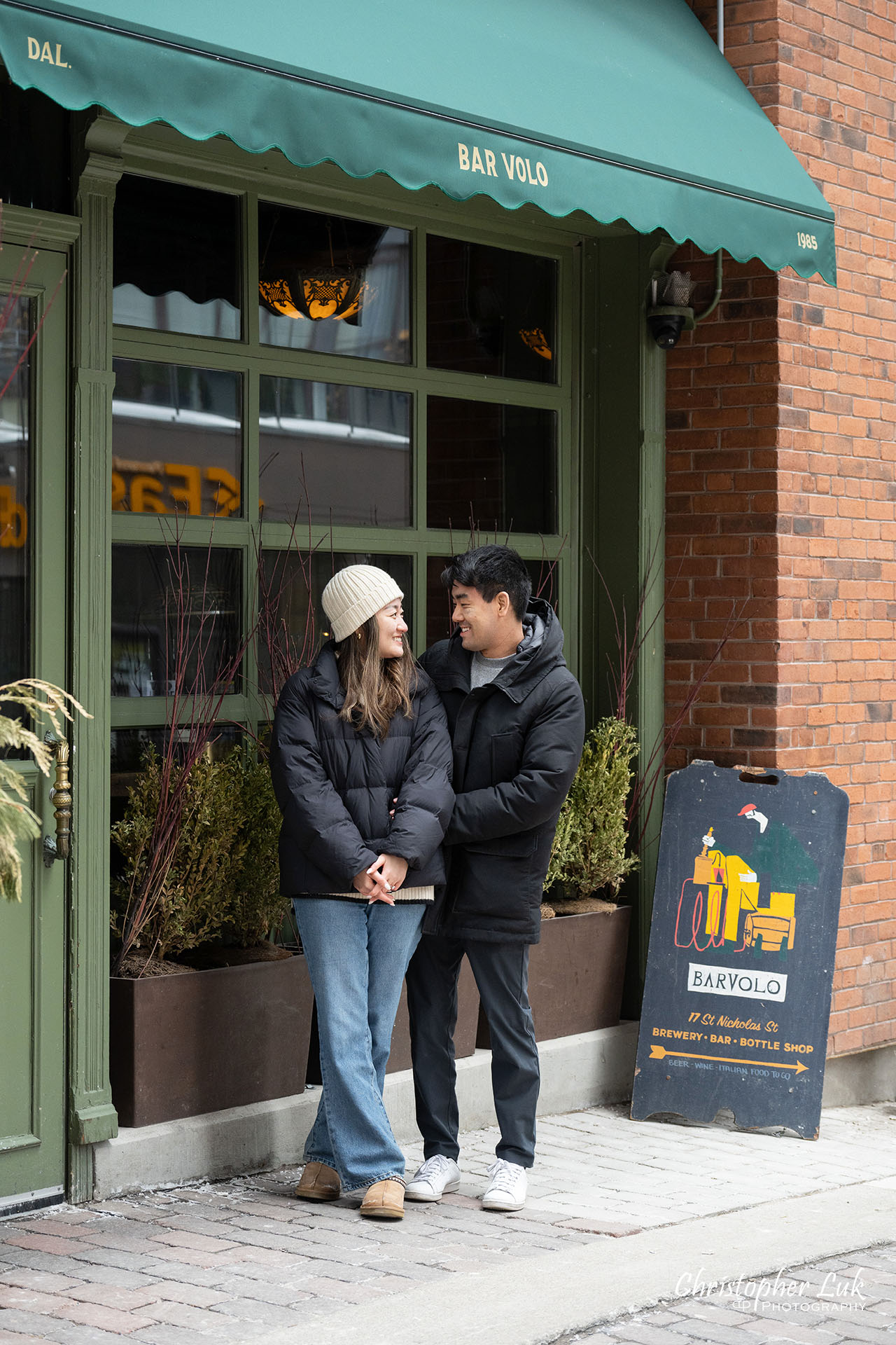 Bar Volo Toronto Restaurant Surprise Wedding Proposal Bride Groom Portrait Smile Natural Candid Photojournalistic Organic 