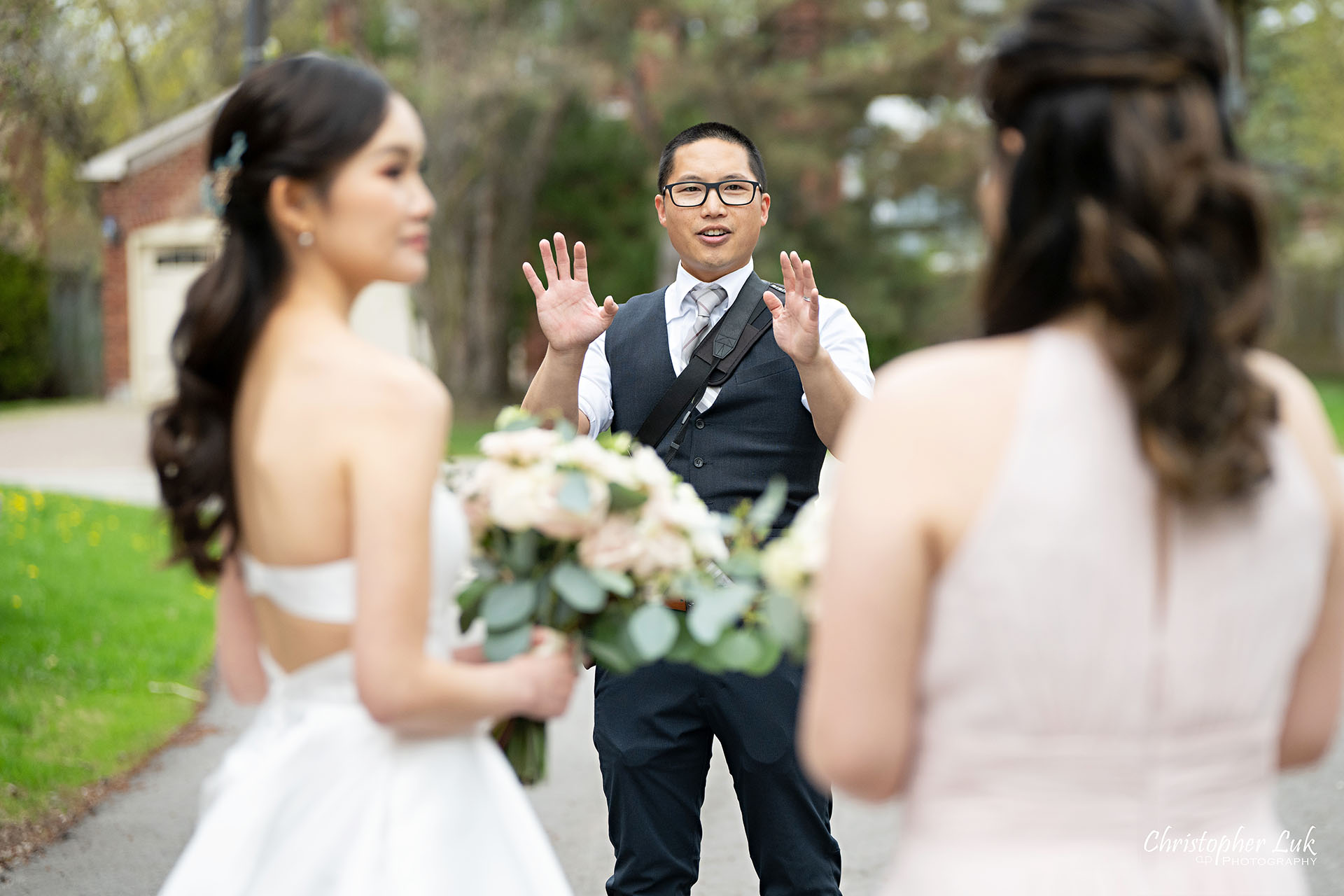 Markham Unionville Toronto Wedding Photographer Behind the Scenes Giving Posing Instructions