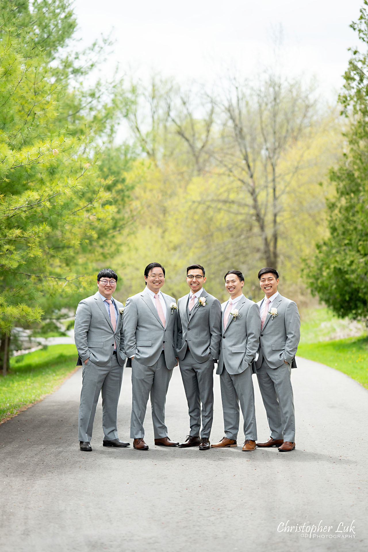 Main Street Unionville Boardwalk Bridge Walking Trail Pathway Markham Wedding Photography Groom Groomsmen Portrait Candid Natural Organic Photojournalistic