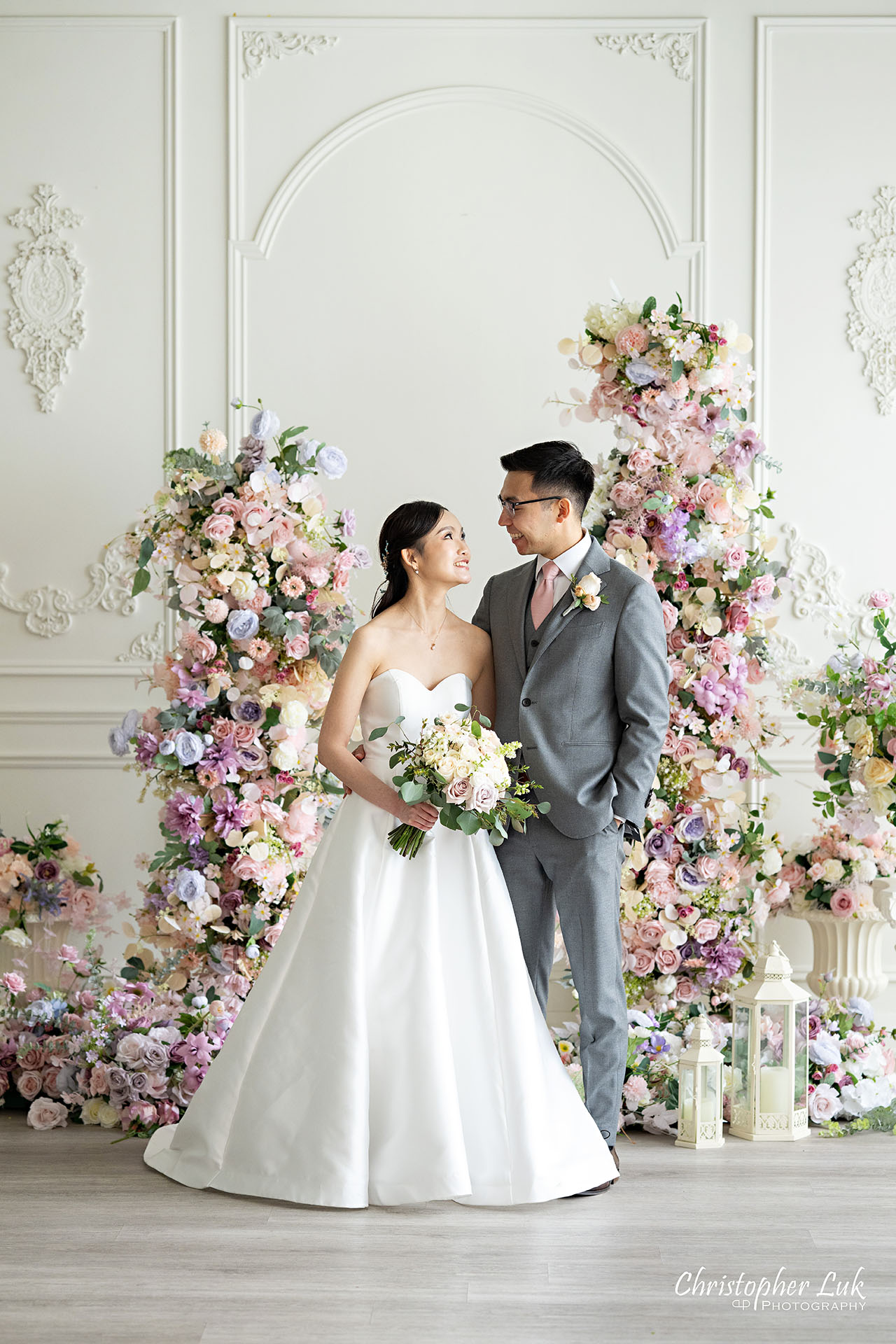 Markham Unionville Toronto Wedding Photographer Bride Groom Espace Studio Richmond Hill Floral Arch