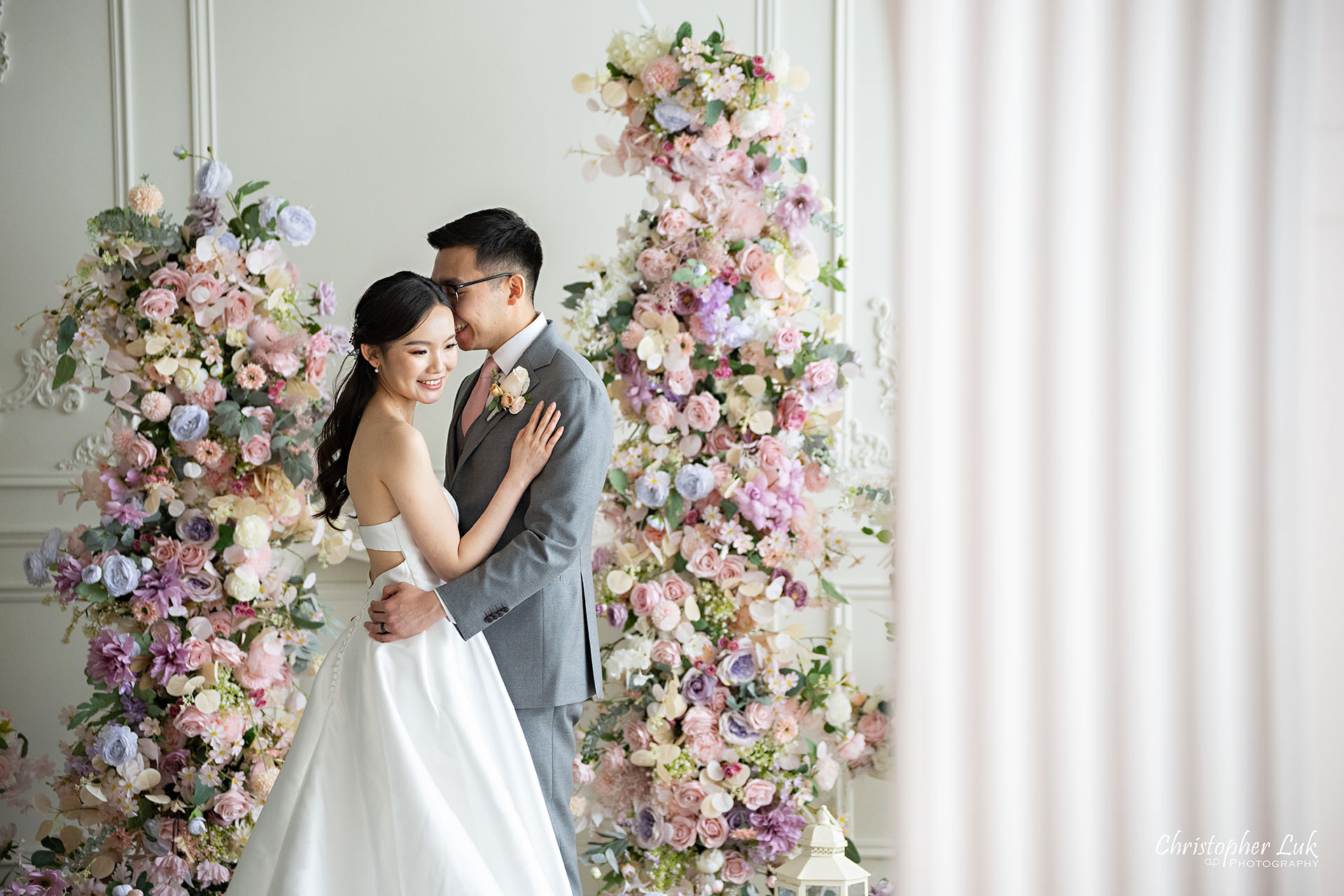 Markham Unionville Toronto Wedding Photographer Bride Groom Espace Studio Richmond Hill Floral Arch